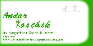 andor koschik business card